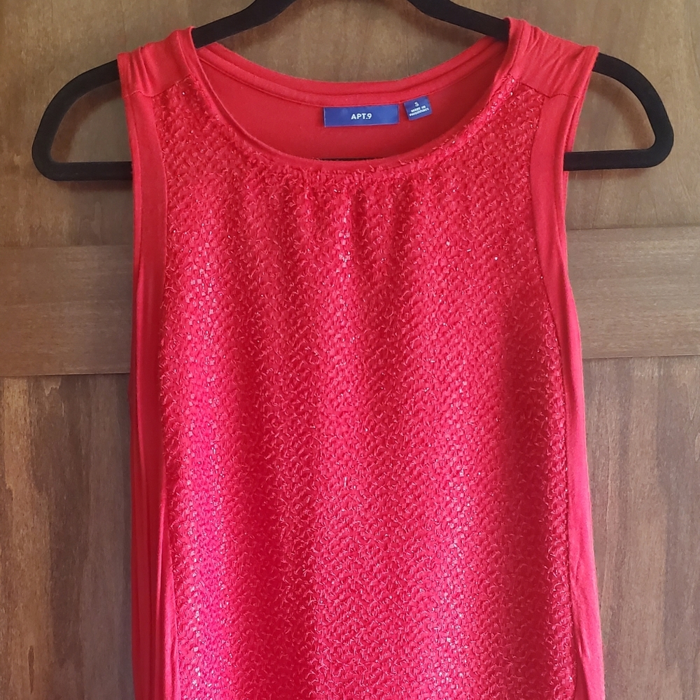 Apt 9 Sequin Tunic Red Tank in Small